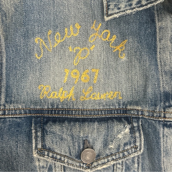 Polo Ralph Lauren Denim Jacket with State Champs & Tiger  Patch - Picture 3 of 7